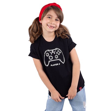 Camiseta Infantil Player 2 Xbox Preta
