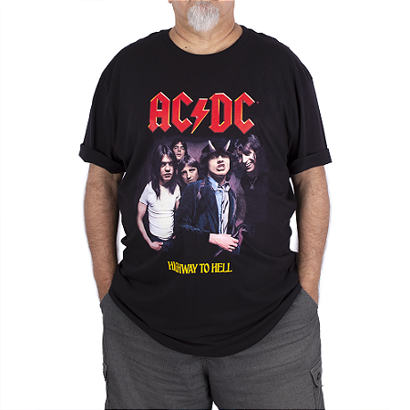 Camiseta Plus Size ACDC Highway The Hell Preta Oficial