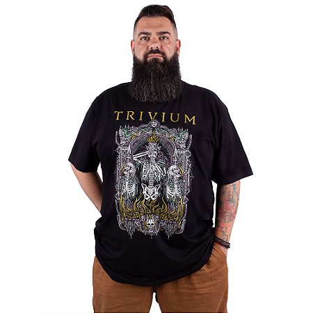Camiseta Plus Size Trivium Skelly Frame Preta Oficial