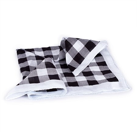 Lenço Bandana Quadriculado Preto E Branco