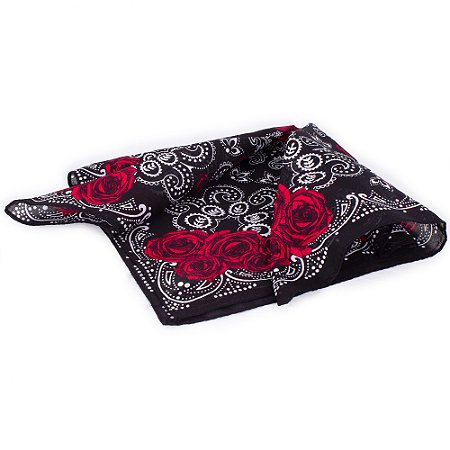 Lenço Bandana Rosas Vermelhas