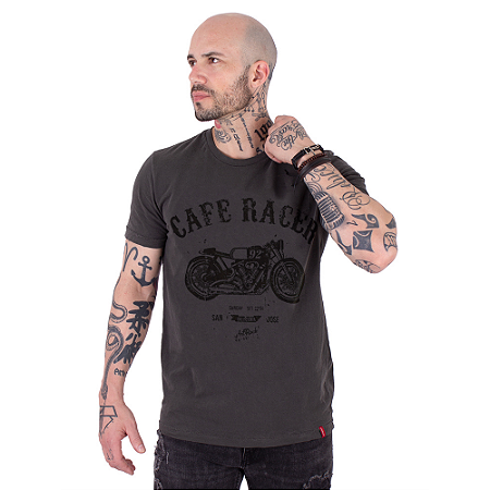 Camiseta Estonada Moto Cafe Racer Preta.