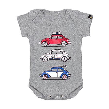 Body Bebê Fusca Trip Cinza Mescla
