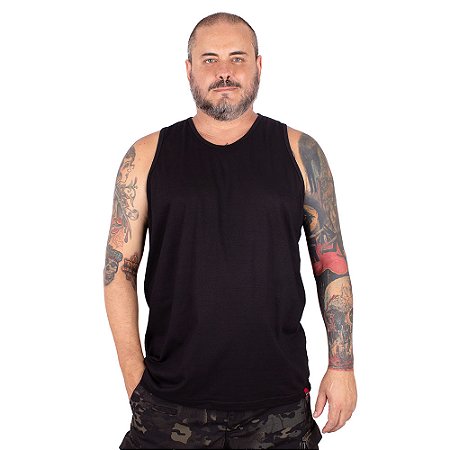 Regata Plus Size Masculina Básica Preta