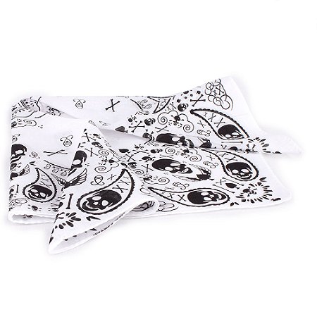 Lenço Bandana Caverinha Branca e Preta