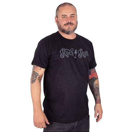 Camiseta Plus Size Rock And Roll Preta Jaguar.