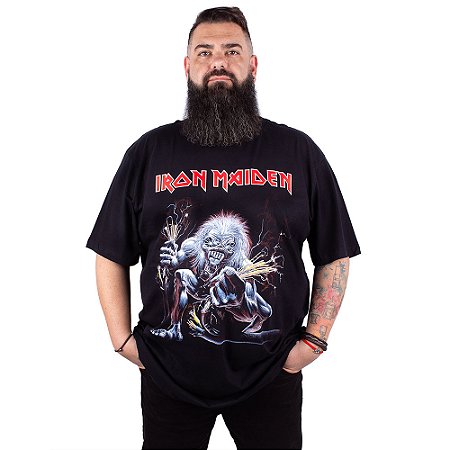 Camiseta Plus Size Iron Maiden Static Preta Oficial
