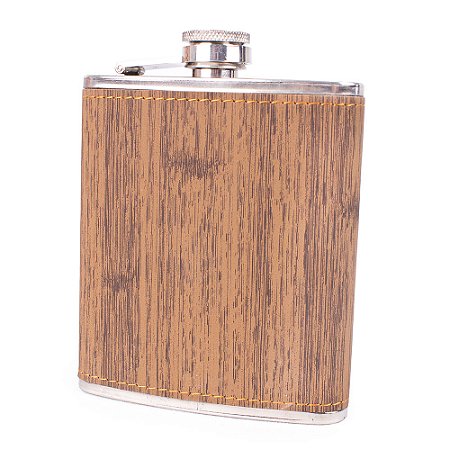 Cantil Aço inoxidável Texturizado Madeira 200ml - Marrom