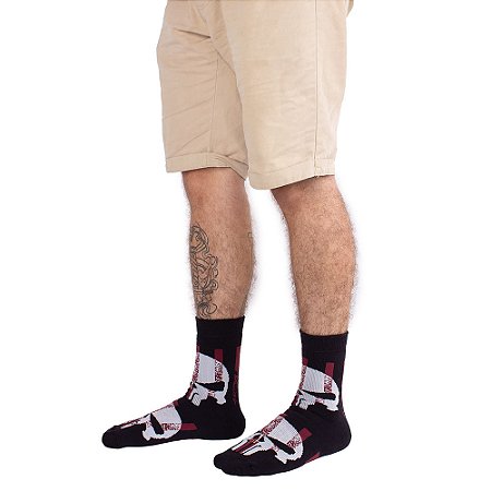 Meia Cano Longo Justiceiro Preta