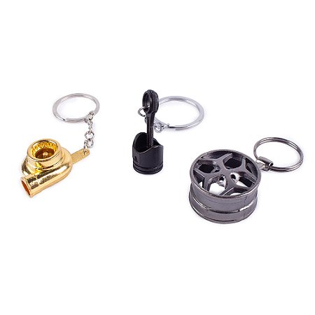 Pack 3 Chaveiros de Metal Amantes de Carros