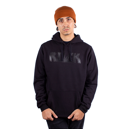 Moletom Canguru Rock Relevo Preto