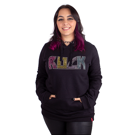Moletom Canguru Feminino Color Rock Preto