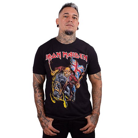Camiseta Iron Maiden The Horse Trooper Preta Oficial