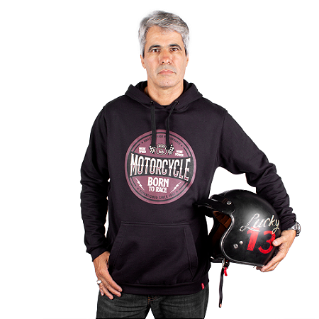 Moletom Canguru Motorcycle Born To Preto