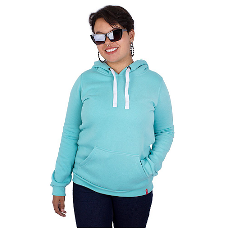 Moletom Canguru Feminino Básico Azul Celeste