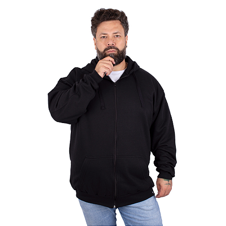 Moletom Canguru Zíper Básico Preto