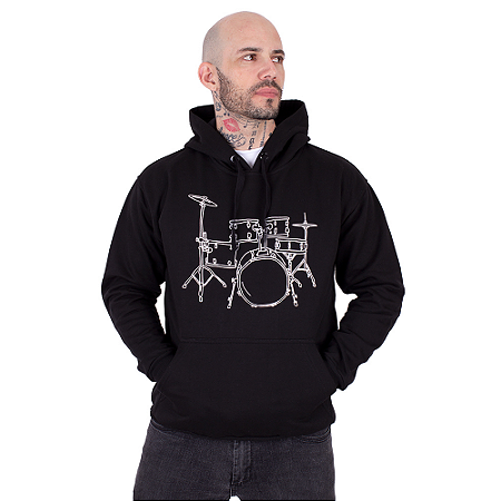 Moletom Canguru Bateria Preto