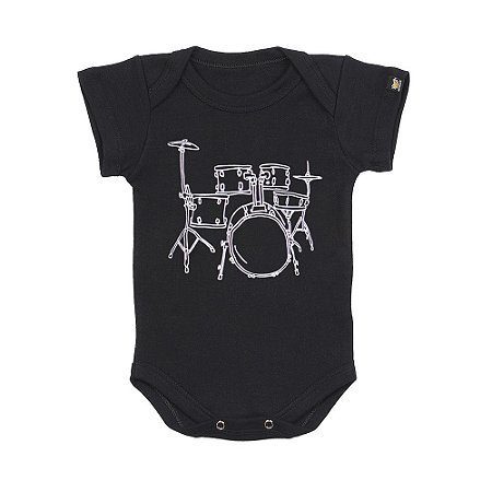 Body Bebê Bateria Line Drum Preto