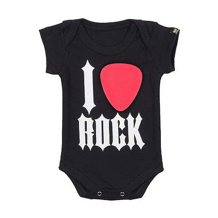 Body Bebê I Love Rock Preto