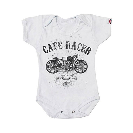 Body Bebê Moto Café Racer Branco