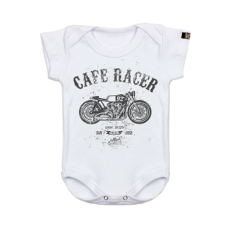 Body Bebê Moto Café Racer Branco