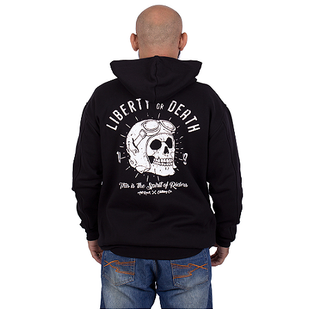 Moletom Canguru Zíper Moto Liberty Preto