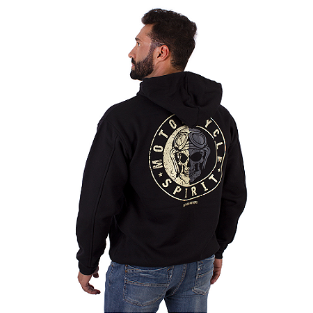 Moletom Canguru Zíper Moto Spirit Preto