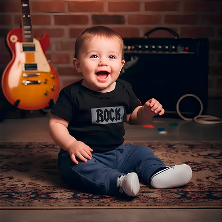 Body Bebê Rock Preto