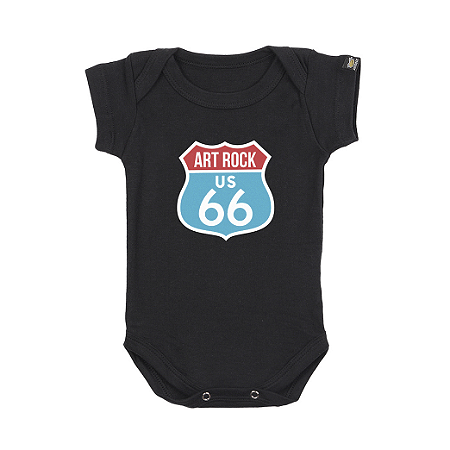 Body Bebê ArtRock Route 66 Preto
