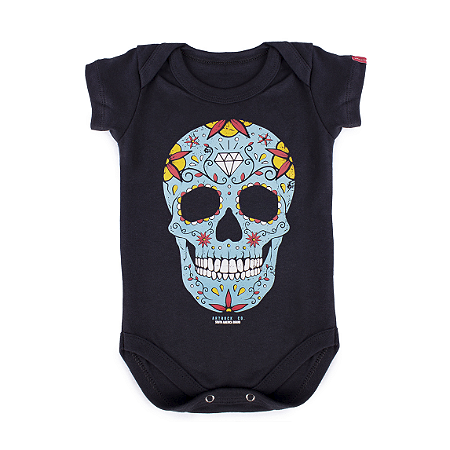 Body Bebê Caveira Mexicana Preto