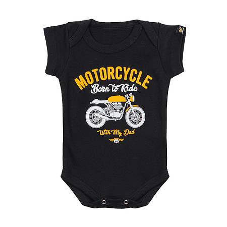 Body Bebê Moto Com Papai Preto