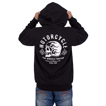 Moletom Canguru Zíper Moto Forever Preto