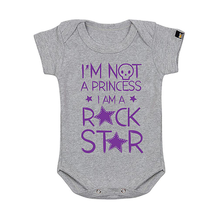 Body Bebê Não Sou Princesa Cinza Mescla