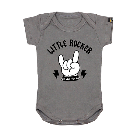Body Bebê Pequeno Rockeiro Cinza