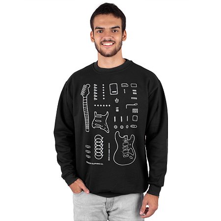 Moletom Careca Guitarra Deconstruction Preto