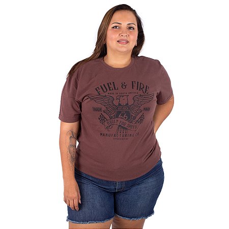 Camiseta Estonada Fuel and Fire Marrom