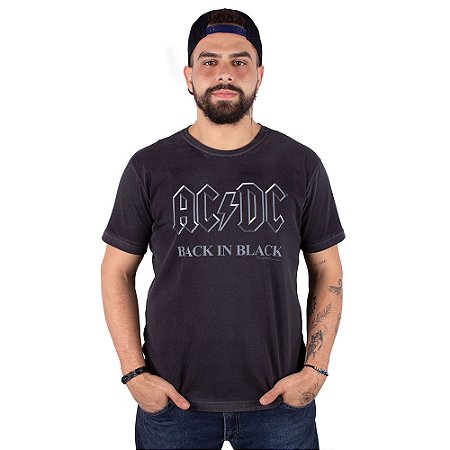 Camiseta ACDC Back In Black Estonada Premium Preta Oficial