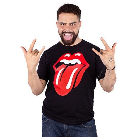 Camiseta The Rolling Stones Tongue Classic Preta Oficial
