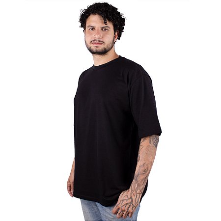 Camiseta Plus Size Oversized Heavy Básica - Preta