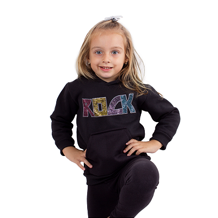 Moletom Canguru Infantil Color Rock Preto