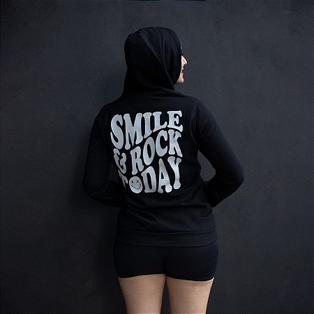 Moletom Canguru Feminino Smile & Rock Preto
