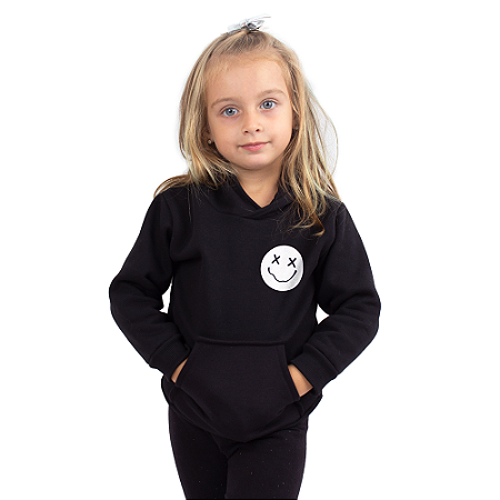 Moletom Canguru Infantil Smile & Rock Preto