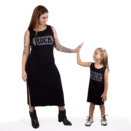 Tal Mãe Tal Filhas Vestido Tubinho Rock Preto