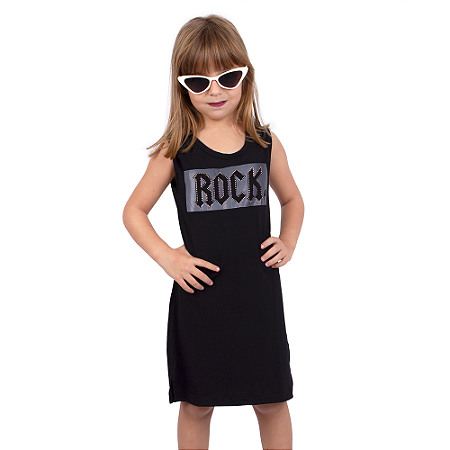 Vestido Infantil Tubinho Rock Aplique