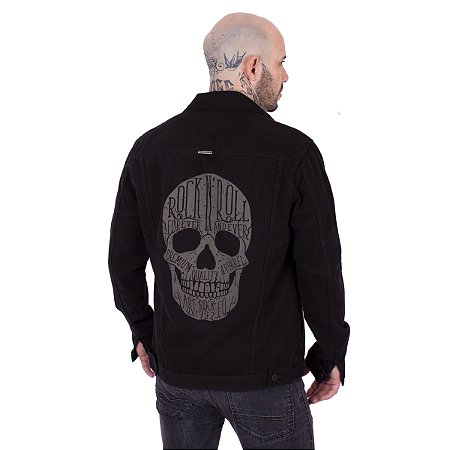 Jaqueta Masculina Caveira Escrita Preta