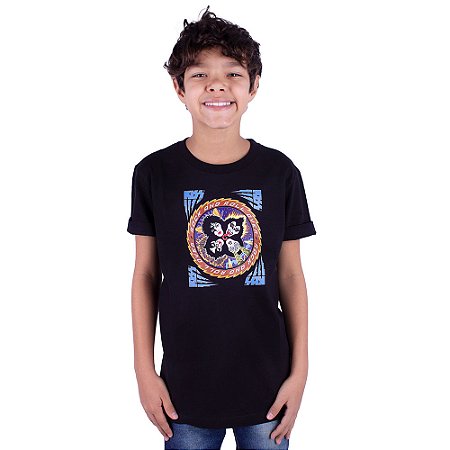 Camiseta Infantil Camiseta Infantil KISS Rock and Roll Over Preta Oficial