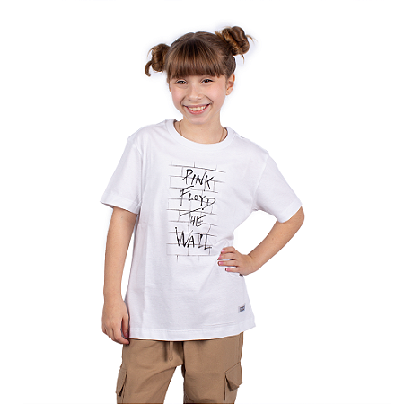 Camiseta Infantil Pink Floyd The Wall Branca Oficial