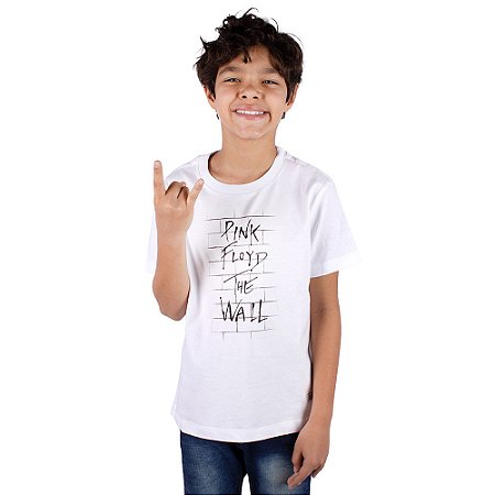 Camiseta Infantil Pink Floyd The Wall Branca Oficial