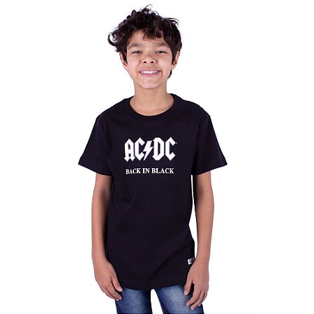 Camiseta Infantil ACDC Black in Black Preta Oficial