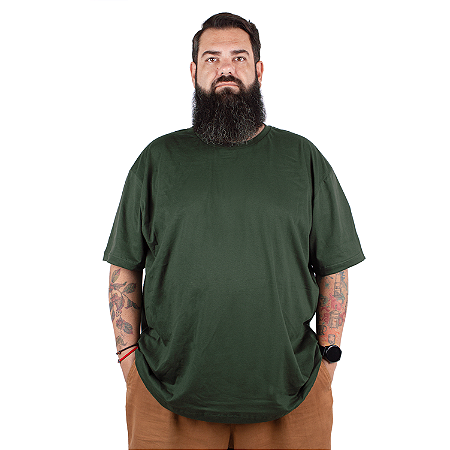 Camiseta Plus Size Básica - Verde Musgo.